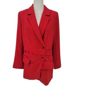 Lulus Blazer Mini Dress Red Long Sleeve 2 Buttons Faux Pockets Women's Large